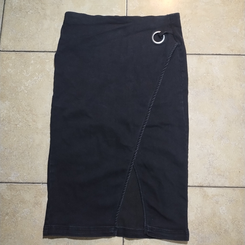 d. Jeans Black Denim Slitted Pencil Skirt Size 8